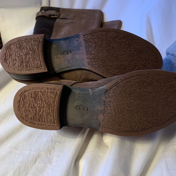 UGG brown suede and pebbled genuine leather riding boots - Picture 11 of 12